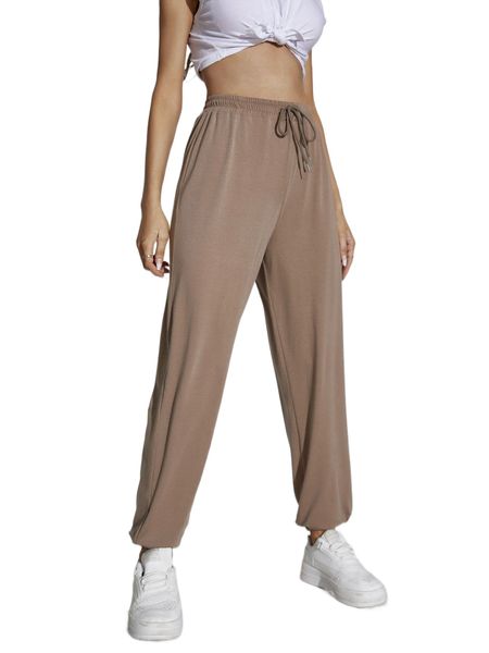 

solid drawstring waist sweatpants n5hk#, Black;white