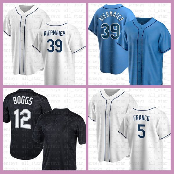 

2022 tampa bay baseball jersey 39 kevin kiermaier wander franco wade boggs randy arozarena tyler glasnow corey kluber ji-man choi francisco, Blue;black