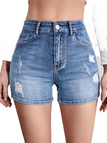 

high waist ripped denim shorts o7vj#, White;black