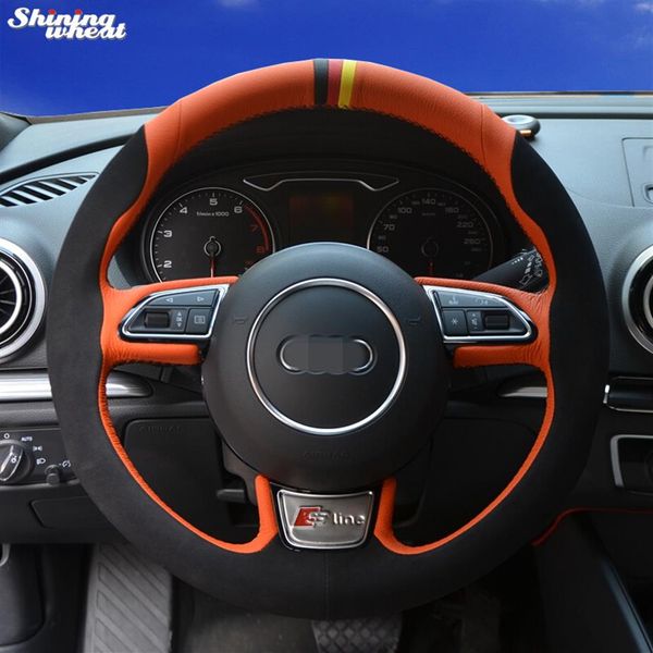 

black suede car steering wheel cover audi a1 8x a3 8v sportback a4 b8 avant a5 8t a6 a8 d4 q3 8u q5 8r204m