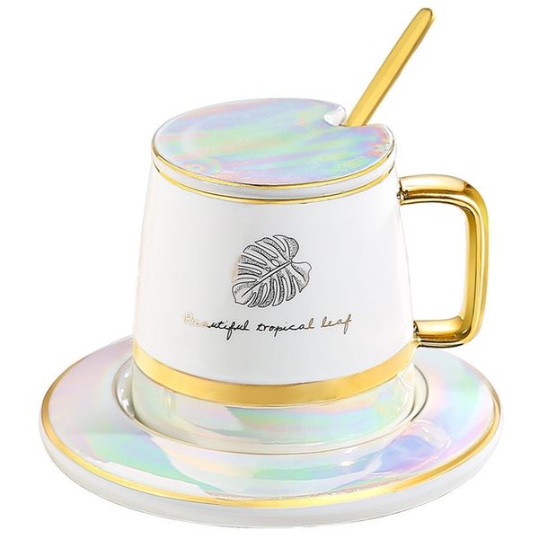Северная европейская керамическая кофейная чашка и блюдца Creative Gold Coffee Mug Snack Set Select English Spect Tea Cup с Spoon T200506