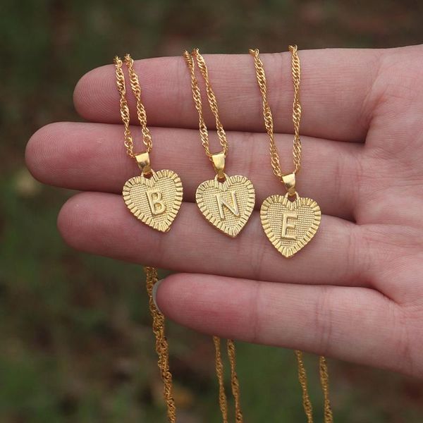 

pendant necklaces heart choker letter initial necklace gold chain a-z alphabet charm for women boho jewelry bff bijoux femme, Silver