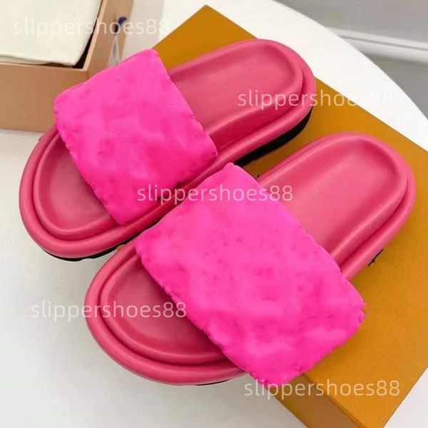 

pool pillow slider slide designer woman comfort mule slippers mules slides mens womens velcro sandals nylon wide strap embossed pink flat sl, Black