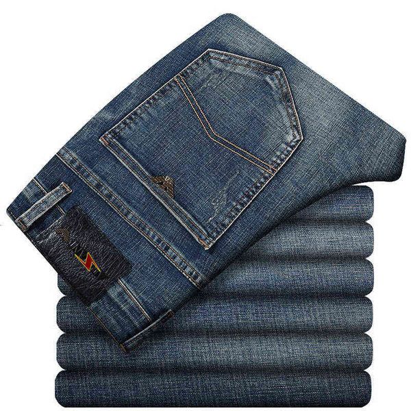 

jeans men's brand busin straight tube denim pants men's nostalgic stretch, Blue