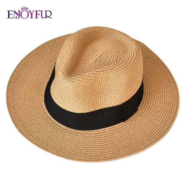 

enjoyfur summer sun hats for women man panama hat straw beach hat fashion uv sun peotection travel cap 220427, Blue;gray