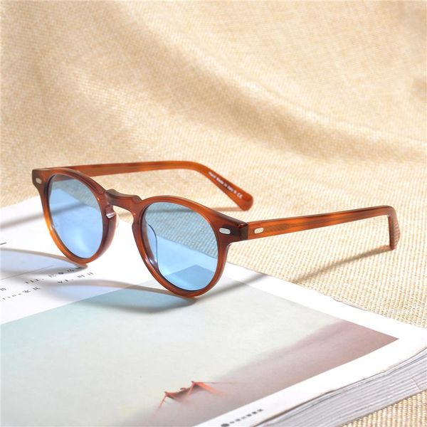 Óculos de Sol Gregory Peck Vintage Polarizado Óculos de Sol OV5186 Armação Transparente Brand Designer Masculino Feminino OV 5186 Gafas Oculos Com EstojoÓculos de SolSu