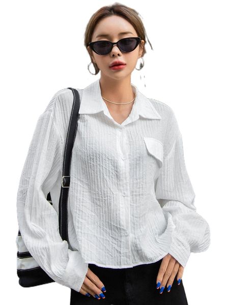 

dazy solid drop shoulder shirt r7lx#, White