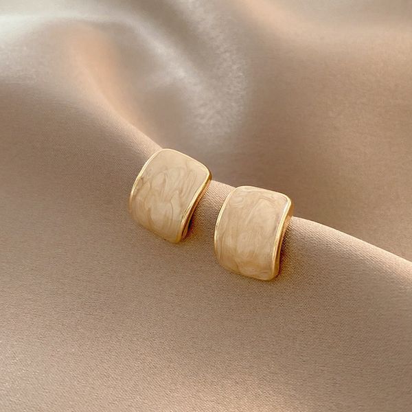 

personalized fashion white oil dripping earrings women's net red simple temperament cool style personalized design, Golden;silver