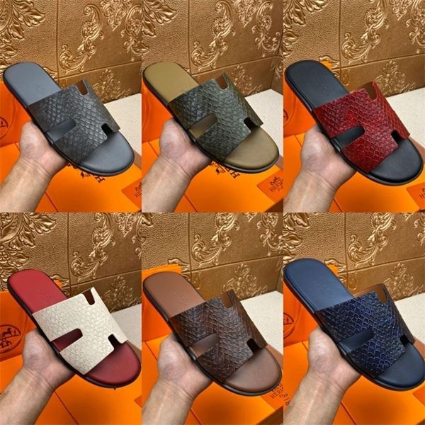 

52% off 2022 summer xinma new fashion men's shoes contrast color edge leather sandals flat leisure beach slippers, Black