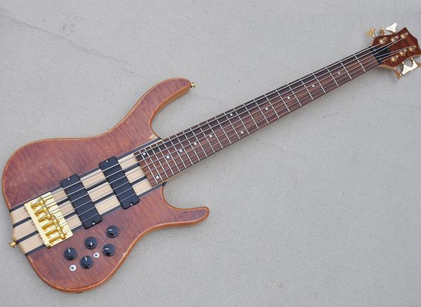 6 Strings Neck-thru-Body Electric Bass Guitar com Fingboard de Rosewood