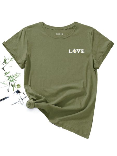 

floral & letter graphic tee 43ah#, White