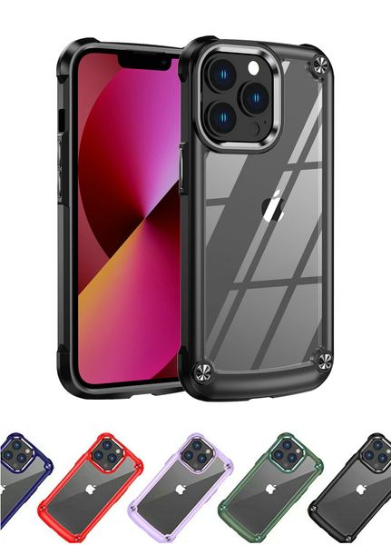 Líquido híbrido TPU Ultra Tansparent Casos de telefone dura à prova de choque acrílico para iPhone 14 13 12 11 Pro Max Mini XR XS x 8 7 6 Plus Meta Botão 2mm CASO CRIME