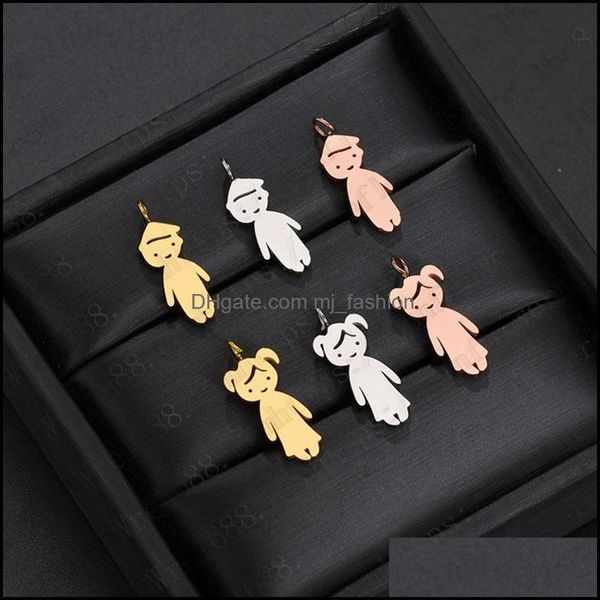 

pendant necklaces cute cartoon boy girl necklace stainless steel tricolor combination home lettering jewelry drop delivery 2 mjfashion dhchd, Silver