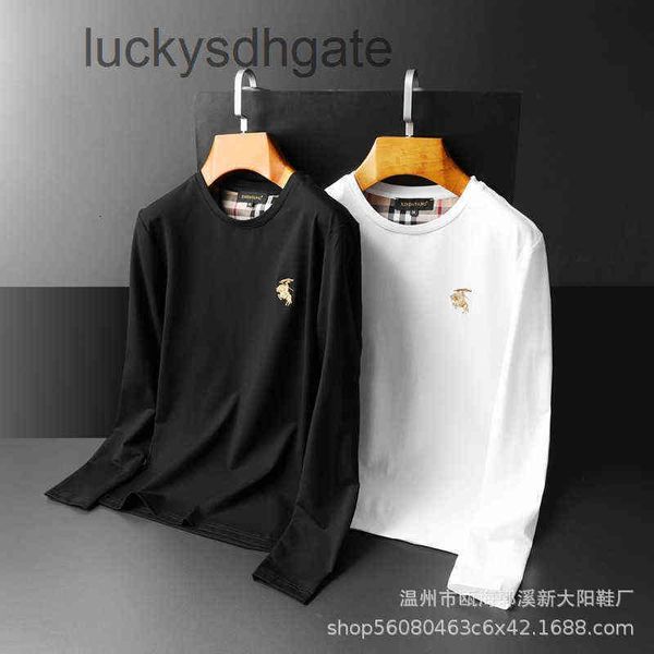 

brand designer bb r t shirt and polo shirt thin trendy brand printed autumn men's long sleeved t-shirt korean versio 04rj, Black