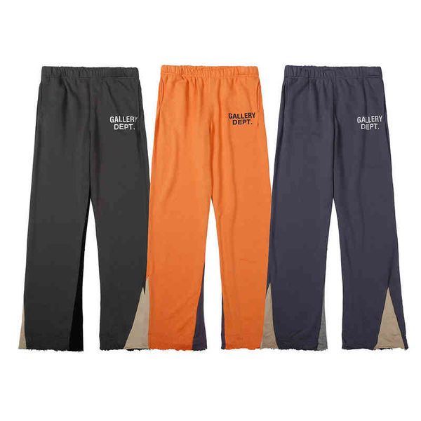 

fashion galleryes casual pants dept. tide hand-painted splash panel drawstring guard american style, Black