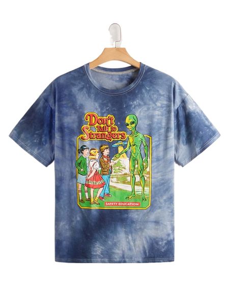 

romwe x stevenrhodes tie dye figure graphic tee l4jk#, White