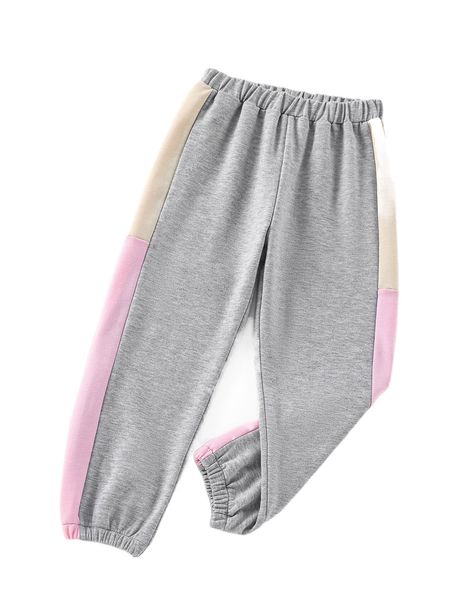 

toddler girls contrast side seam sweatpants m6fc#, Black;white