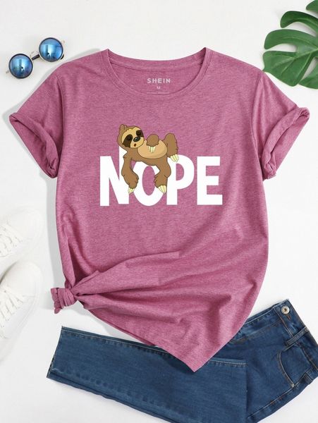 

cartoon & letter graphic tee m1is#, White