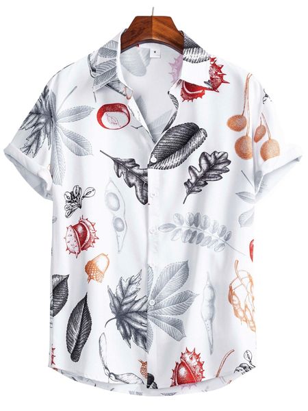 

men tropical print shirt 94fm#, White;black