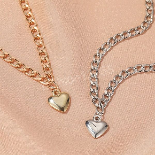 

fashion women love heart pendant necklaces gold silver color clavicle chokers wedding party jewelry accessories gifts