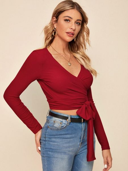 

tie hem wrap rib-knit u9wa#, White