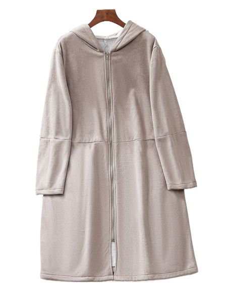 

plus teddy lined hooded suede coat d01p#, Black