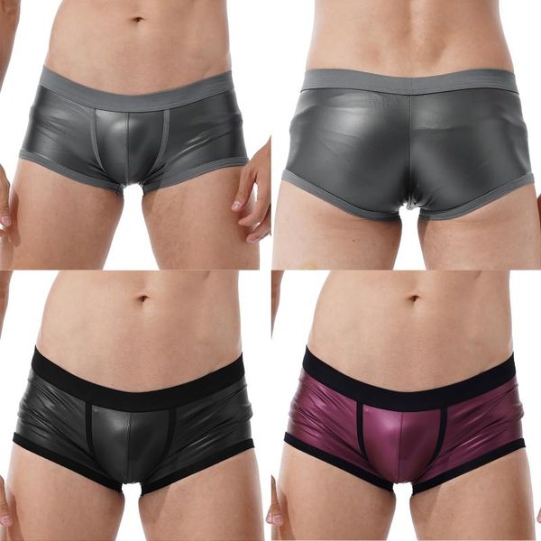 MUITOPANTES FAUX MEN MEN MEN Boxer breve curto de cintura baixa Sports SAWMAMATION TRONGS DE ARIMENTO DE ARIMENTOS BULGE BOUCH BOLDA BABAL