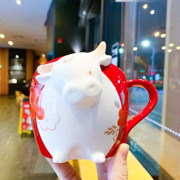 

starbucks zodiac cup cow 2021 new year cup cartoon animal ceramic mug coffee water gift