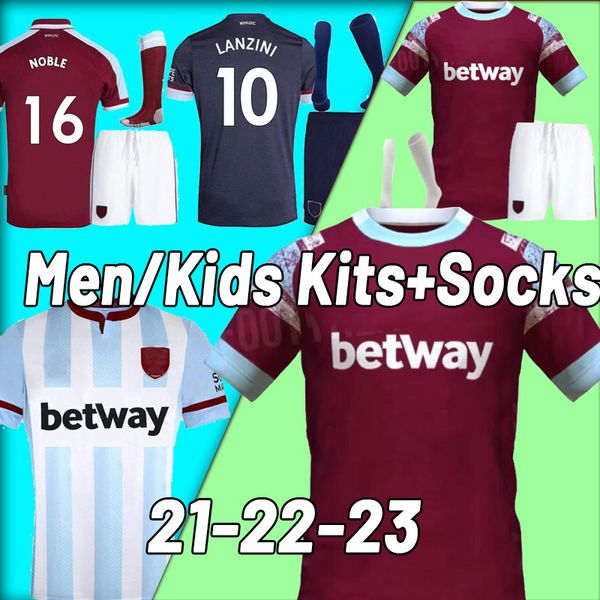 

west 21 22 23 ham home soccer jerseys 2022 2023 lanzini antonio fornals rice football shirt yarmolenko bowen lingard haller jersey men kids, Black;yellow