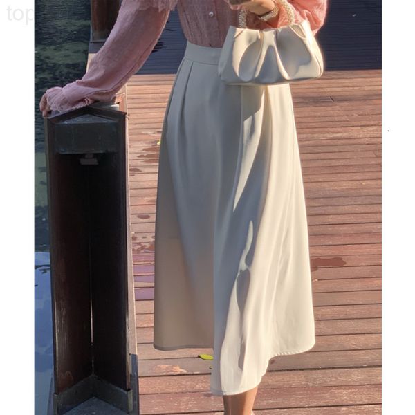 

designer [aixili aisili]2022 early spring new versatile a-line skirt high waist medium length children's 6193 2022, White