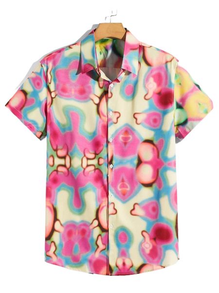 

romwe guys allover print shirt 09rz#, White;black