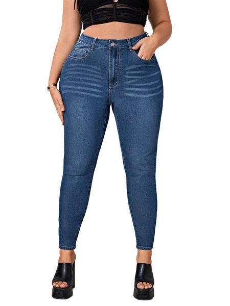 

plus slant pockets skinny jeans g6fk#, Blue