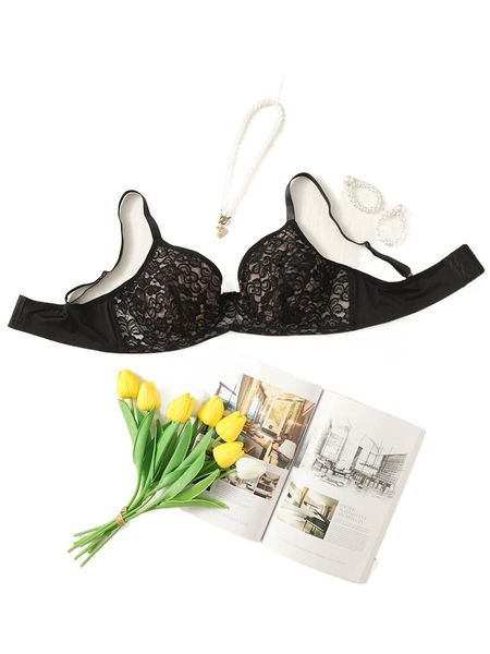 

plus lace underwire bra x3zq#, Black;white