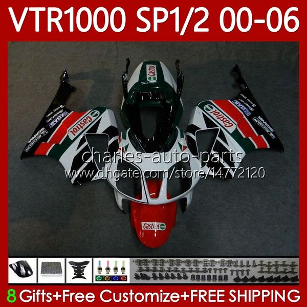 Kit de corpo para Honda VTR1000 RTV1000 RC51 00 01 02 03 04 05 06 White Black Bodywork 123No.86 VTR 1000 SP1 SP2 2000 2001 2002 2003 2000 2006 VTR-1000 2000-2006