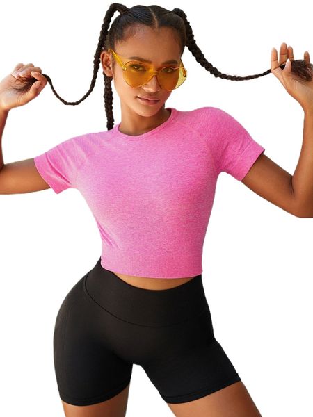 

raglan sleeve crop sports tee n2v5#, Gray