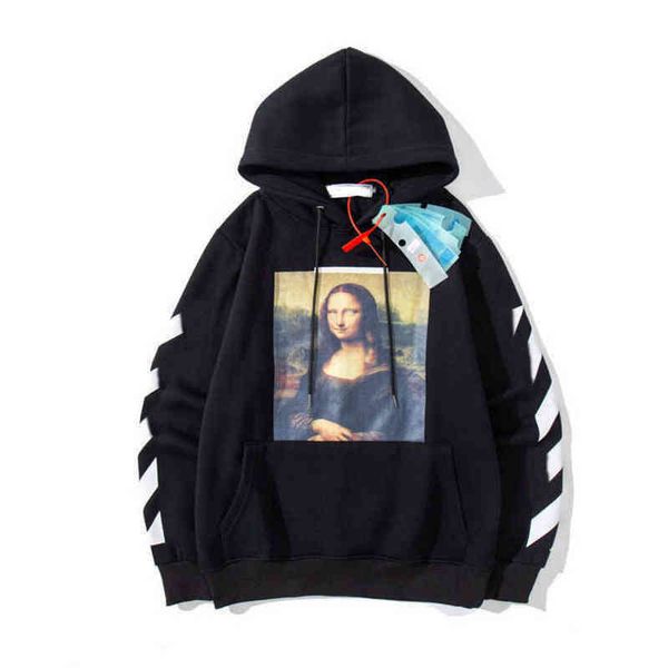 

mens classic loose offs sweatshirts fashion brand hoodie designers luxury pullover back oil paint arrow x men women t shirt 3r1o, Black