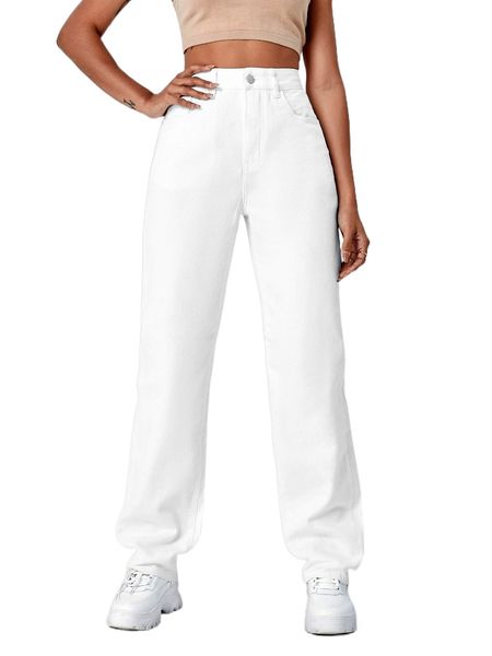 

high waist straight leg jeans 27pa#, Blue
