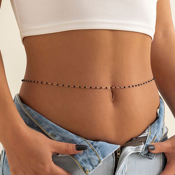 

summer simple black thin beads waist chain bikini natural decorations belly chains for women fashion accessories, Silver