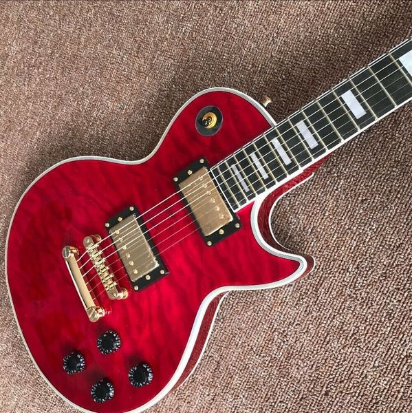

diy brand new red big flower 6 string electric guitar