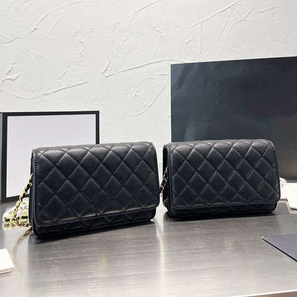 

2022ss womens classic mini flap wallet with chain bags gold/silver metal hardware matelasse crossbody shoulder purse crad holder luxury desi