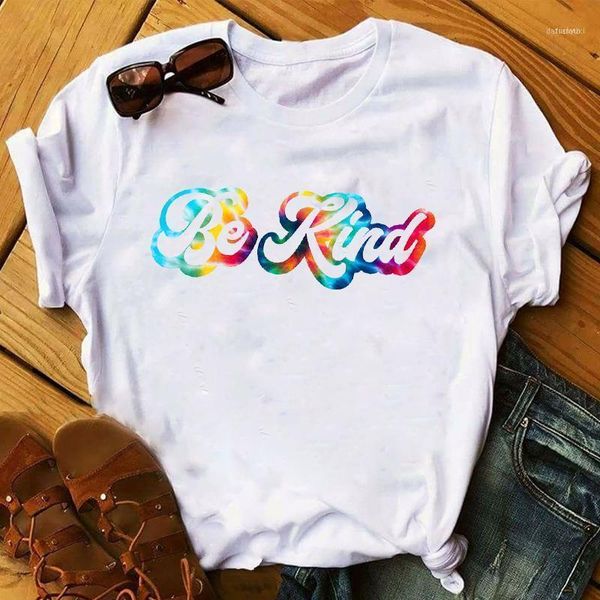 T-Shirt da donna Donna 2022 Primavera Estate Be Kind T-shirt da donna T-shirt Tee Abbigliamento Stampa Lady Womens Top Ladies Graphic