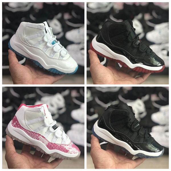

bred xi 11s kids basketball shoes gym red infant children toddler gamma blue concord 11 trainers boy girl tn sneakers space jam child kids w, Black
