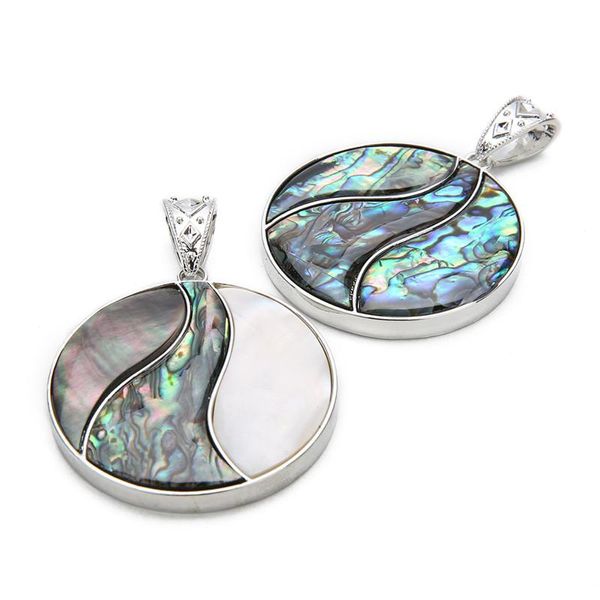 Подвесные ожерелья Sauvoo Abalone Shell Big Round Natural See Paua Charm для DIY DIY DIY DIRKEDEMEDE DEWELACE