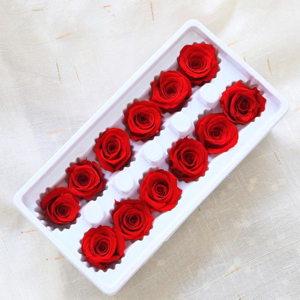 Flores decorativas grinaldas 12pcs b grau 3-4cm Preservado imortal Rosas Partido de casamento do dia das mães Presente Diy Flor Material BoxDecorat