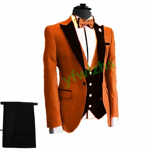 

handsome one button groomsmen peak lapel groom tuxedos mens wedding dress man jacket blazer prom dinner suits jacket pants tie vest w900, Black;gray