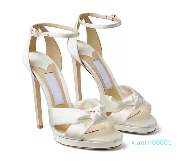 Mode-Sommer-Plateau-Sandalen, Schuhe, Satin, zwei röhrenförmige Riemen, Luxus-Gladiator-Sandalen, Hochzeit, Brautkleid, Damen-High-Heels