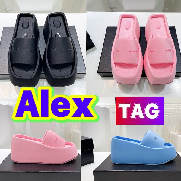 

luxury alexander womans shoe slippers taji platform slide square toe sandals women shoes sandal designer summer beach indoor outdoor slides, Black