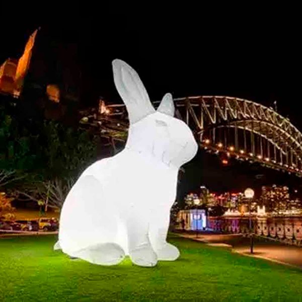 

giant white lighting inflatable rabbit model easter bunny large events animal cartoon for decoration