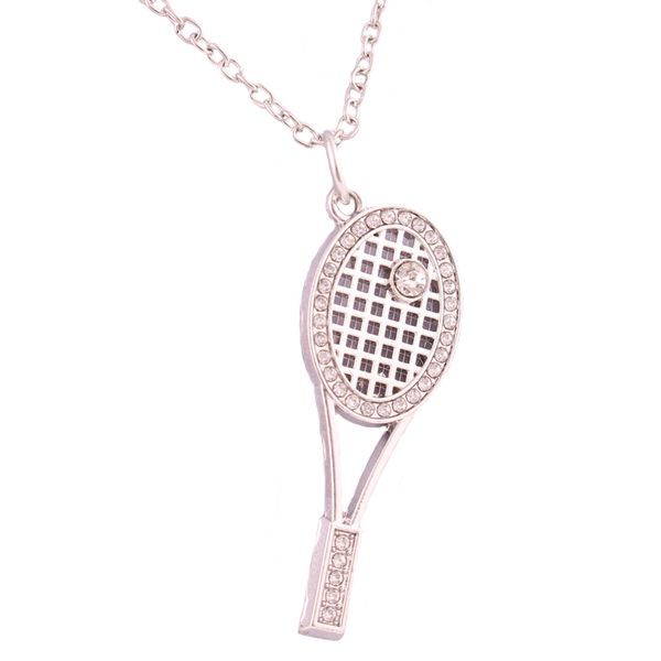 

pendant necklaces antique sliver plated tennis racquet racke link chain necklace, Silver