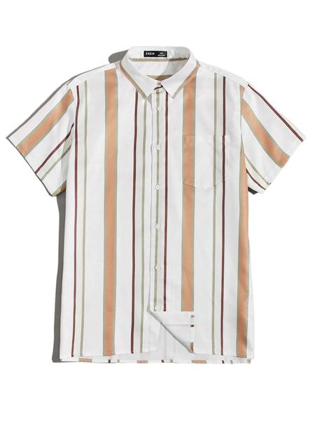 

men colorful striped pattern shirt i8pz#, White;black
